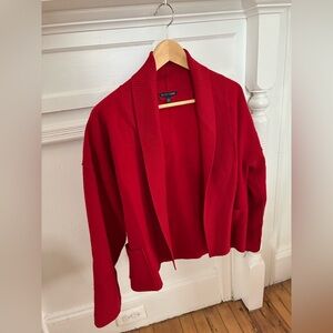 Eileen Fisher Vibrant Red Boiled Wool Sweater Jacket